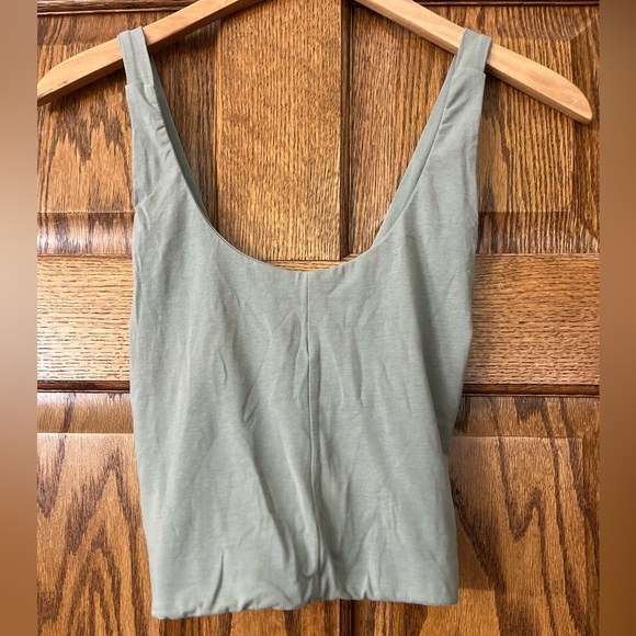 ❌ SOLD. ETSY Organic Cotton Double Layered Cropped Tank | Sage | Size L - Picture 1 of 4